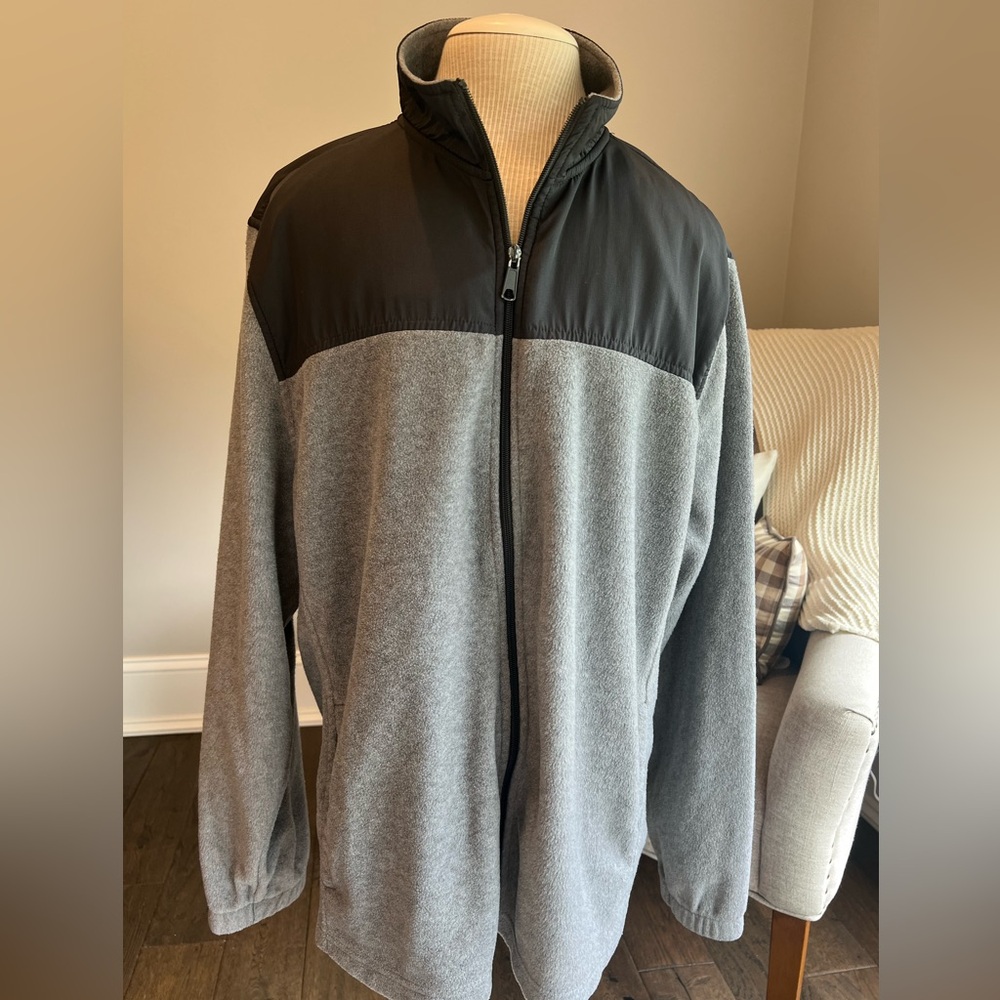 Black and Gray Full-Zip Fleece Jacket